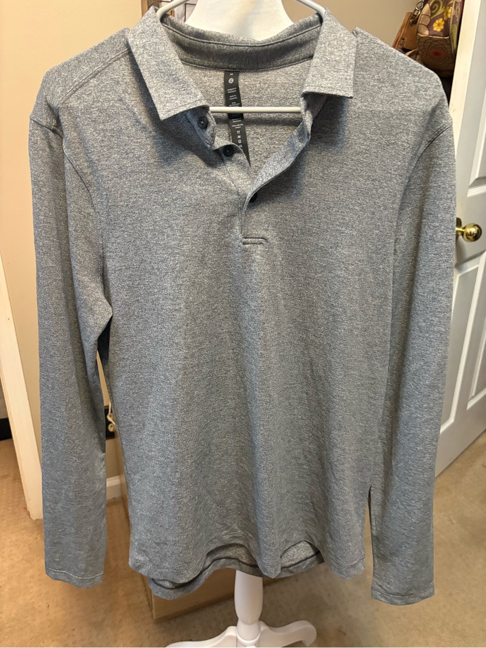 lululemon athletica Men's Long Sleeve Henley Polo - Heather Gray